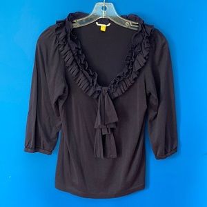 LEIFSDOTTIR Deep Purple Soft Knit Ruffled Top Sz S